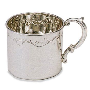 Floral Border Sterling Silver Baby Cup by Empire Silver