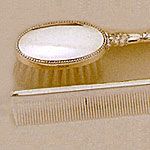 Empire Sterling Silver Girls Comb Brush Set Oval Bead Border