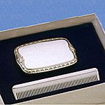 Empire Sterling Silver Boys Comb Brush Set Military