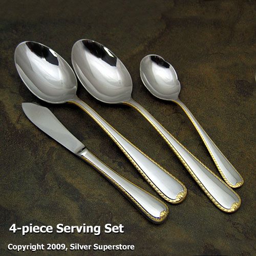 Gorham Golden Ribbon Edge Stainless flatware at discount
