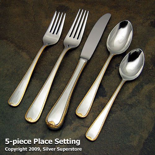 Gorham Golden Ribbon Edge Stainless flatware at discount
