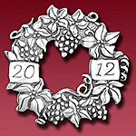 2012 Hand and Hammer Annual Wreath Sterling Silver Christmas Ornament