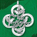 Hand and Hammer Four Calling Birds Sterling Silver Christmas Ornament