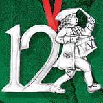Hand and Hammer Twelve Drummers Drumming Sterling Silver Christmas Ornament