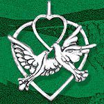 Hand and Hammer Two Turtle Doves Sterling Silver Christmas Ornament