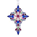 2012 Lunt Jeweled Cross Silver Christmas Ornament