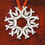 Hand & Hammer Horseshoe Wreath Sterling Silver Christmas Ornament