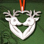 Hand & Hammer Reindeers Heart Sterling Silver Christmas Ornament