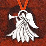 Hand & Hammer Trumpet Angel Sterling Silver Christmas Ornament