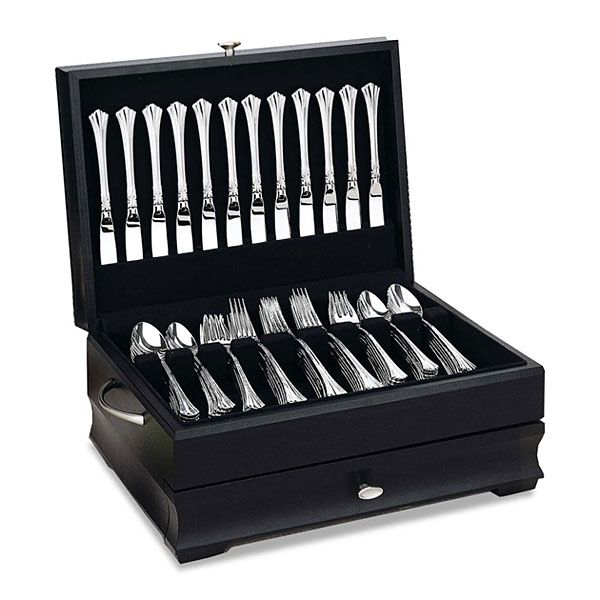 Manhattan black wood silverware, flatware storage chest