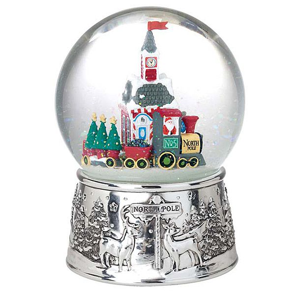 Reed &amp; Barton North Pole Silver Musical Snowglobe | Silver Superstore