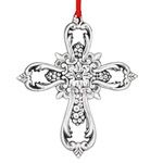 2012 Francis I Pierced Cross Silver Christmas Ornament