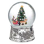 Reed and Barton Santa Sleigh Silver Musical Snow Globe