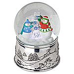 Reed and Barton Snow Cubes Silver Musical Snow Globe