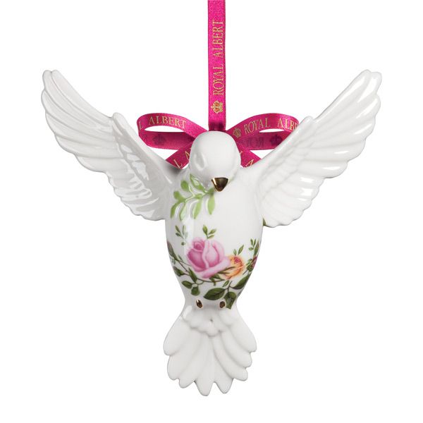 Royal Albert Old Country Roses Dove of Peace Christmas Ornament