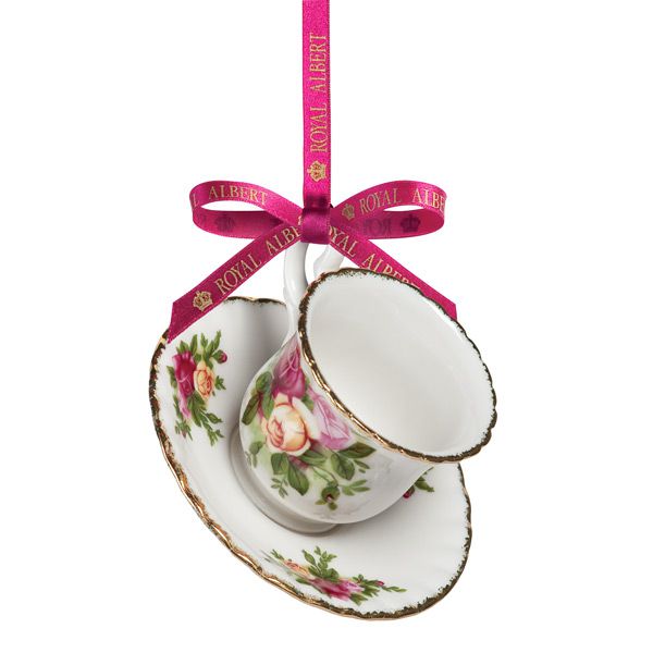 Royal Albert Old Country Roses Teacup and Saucer Christmas Ornament
