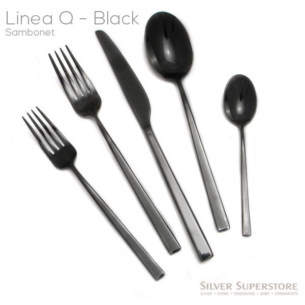 Linea Q Black Stainless Steel Flatware, Silverware