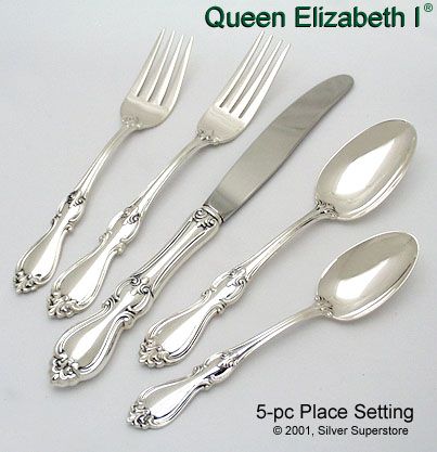 towle queen elizabeth sterling flatware silver pc dinner silversmiths kitchen knife setting oval soup silverware place silversuperstore
