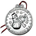 2012 Wallace Snowman Silver Christmas Ornament