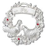 2012 Waterford Twelve Days Two Turtle Doves Silver Christmas Ornament