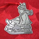 Woodbury Pewter Sledding Christmas Ornament