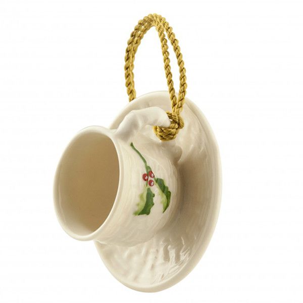 holly cup and saucer christmas ornament by belleek holly cup and saucer christmas ornament by belleek