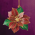 ChemArt Poinsettia Flower Brass Ornament