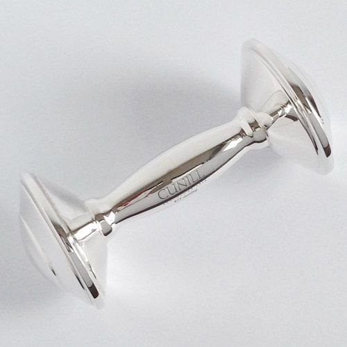 Cunill Sterling Silver Classic Plain Barbell Baby Rattle