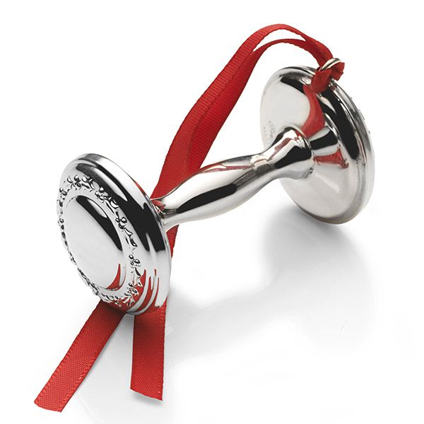 Sterling Engravable Baby Rattle Ornament by Empire Silver