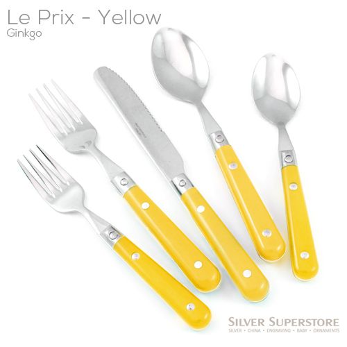 Ginkgo Le Prix Mimosa Yellow Stainless Steel Flatware