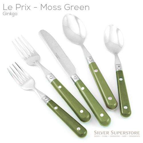 Le Prix Moss Green stainless steel flatware, silverware by Ginkgo