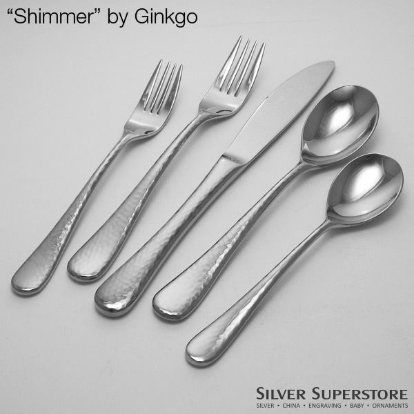 Ginkgo Shimmer Stainless Steel Flatware, Silverware