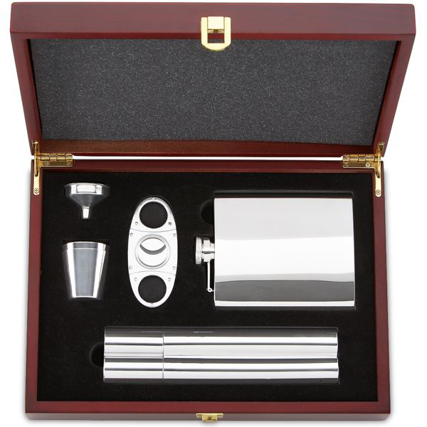 The Gorham 5 Piece Flask and Cigar Set
