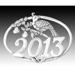 2013 Hand and Hammer Annual Christmas Bird  Sterling Silver Christmas Ornament