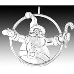 Hand and Hammer Jolly Santa Sterling Silver Ornament
