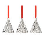Lenox Set of Three Silver Trees Christmas Ornaments