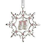 2013 Lunt Baby's First Christmas Pink Silver Plate Ornament