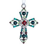 2013 Lunt Jeweled Cross Silver Christmas Ornament
