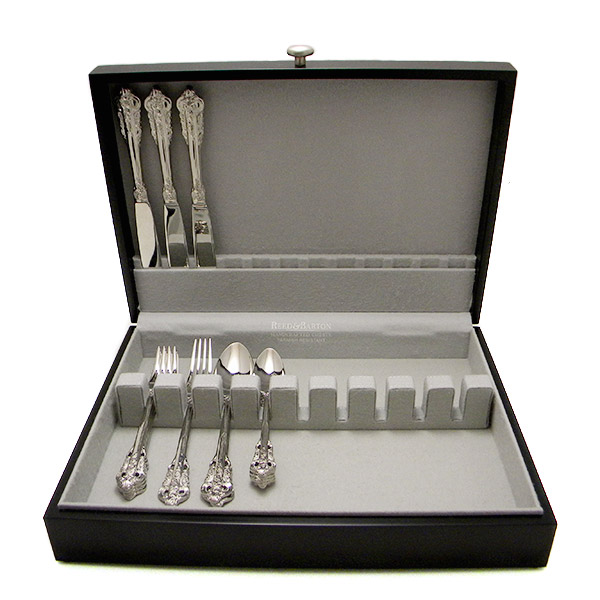Eureka black wood silverware, flatware storage chest