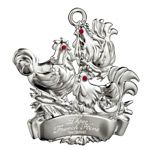 2013 Waterford Twelve Days Three French Hens Silver Christmas Ornament