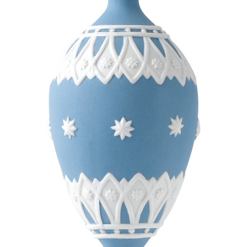 Neoclassical Teardrop Blue Christmas Ornament 2017 Wedgwood Silver