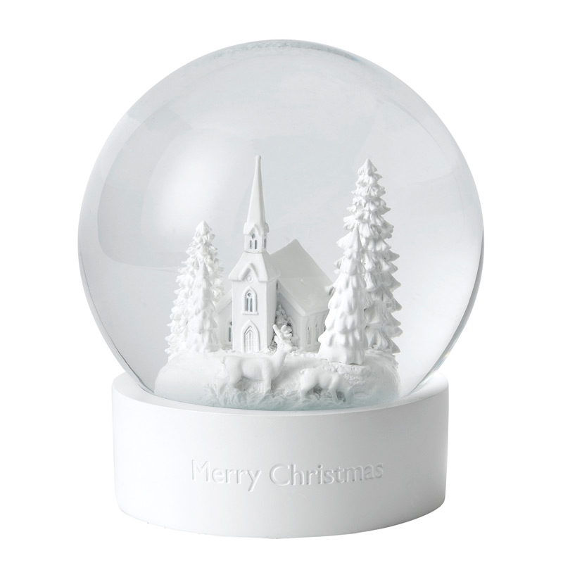 White Snow globe Christmas Decoration 2017 Wedgwood Silver Superstore