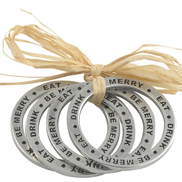 Eat Drink and Be Merry Pewter Napkin Rings