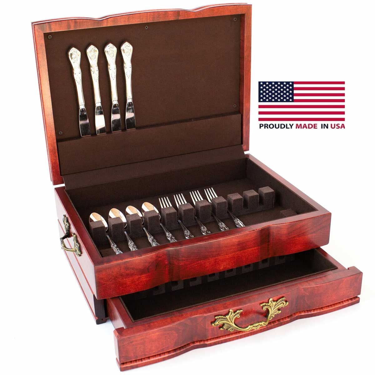Grandeur Silverware Storage Chest Cherry