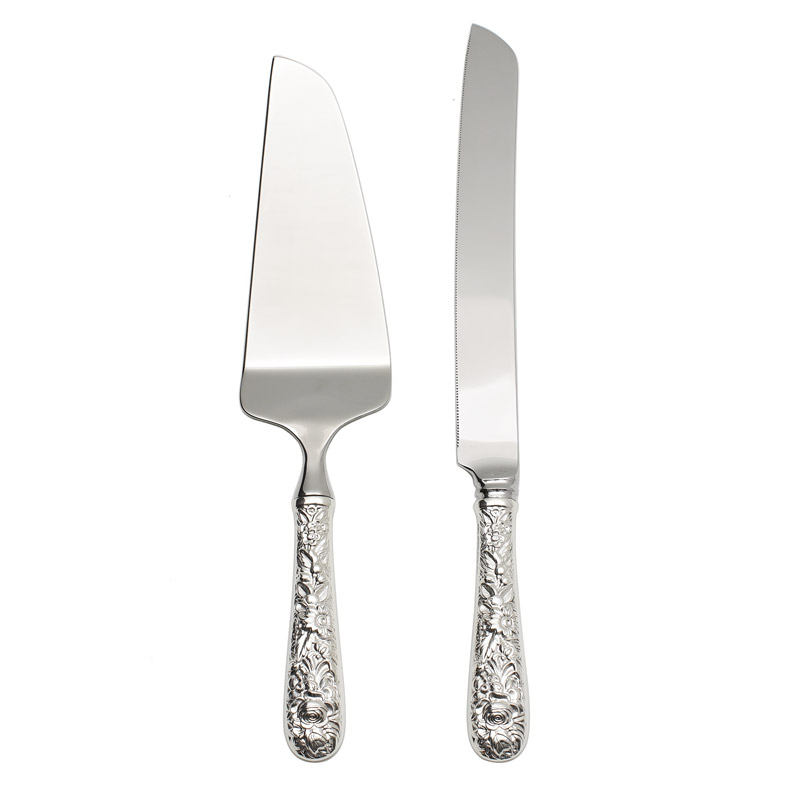 Repousse 2pc Wedding Cake Set Sterling