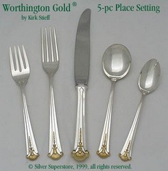 A photo of Worthington Gold Sterling 5pc Dinner Setting, Cream Soup