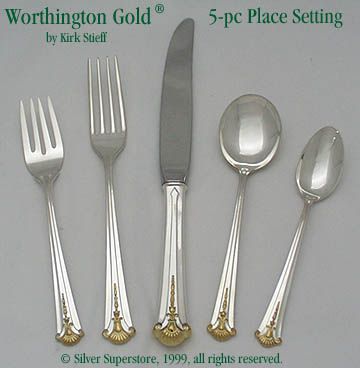 Worthington Gold Sterling 5pc Dinner Setting, Cream Soup