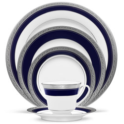 A photo of Crestwood Cobalt Platinum 5pc Place Setting
