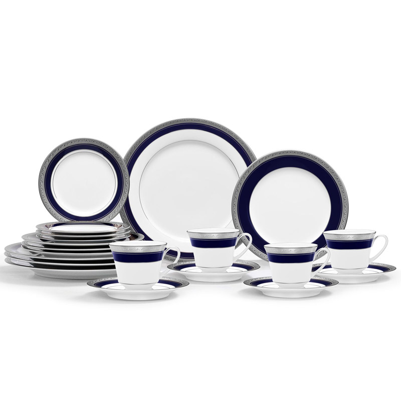 Crestwood Cobalt Platinum 20pc Set, Service for 4