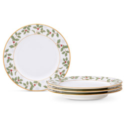 Holly and Berry Gold Bread & Butter Plate Set of 4